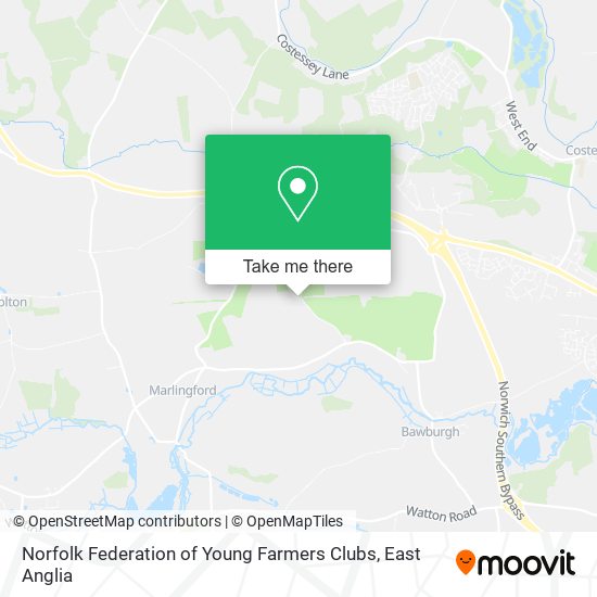 Norfolk Federation of Young Farmers Clubs map