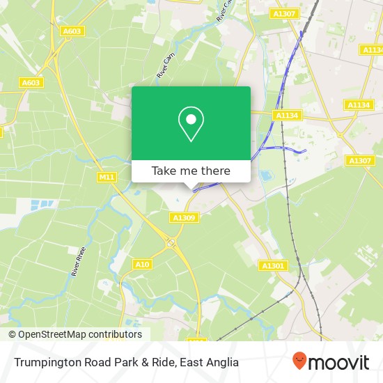 Trumpington Road Park & Ride map