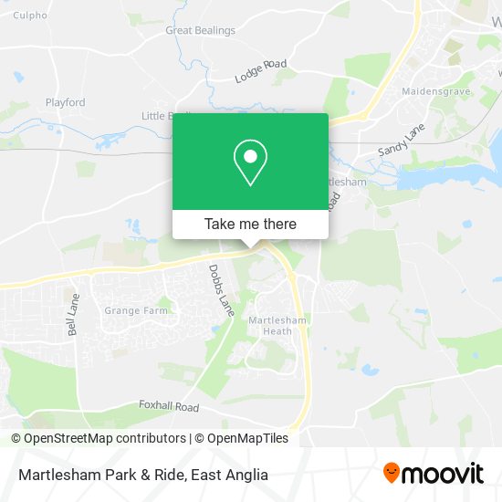 Martlesham Park & Ride map