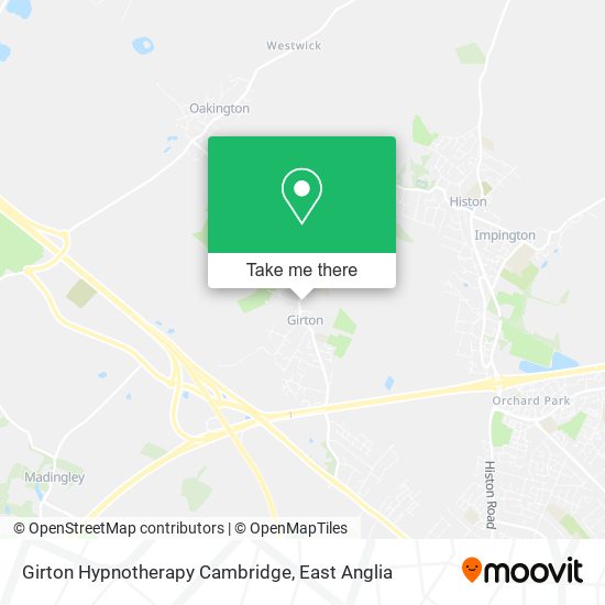 Girton Hypnotherapy Cambridge map