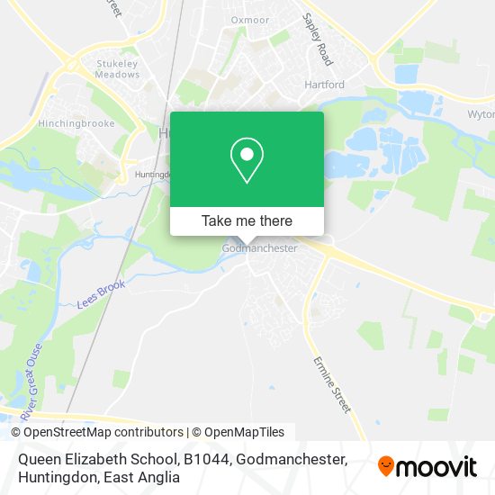 Queen Elizabeth School, B1044, Godmanchester, Huntingdon map