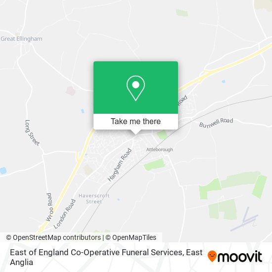 East of England Co-Operative Funeral Services map