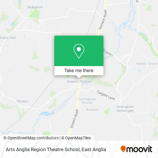 Arts Anglia Region Theatre School map