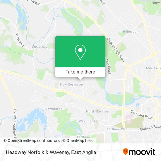 Headway Norfolk & Waveney map