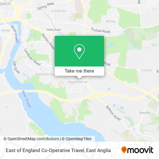 East of England Co-Operative Travel map