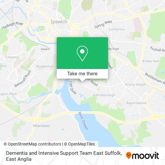 Dementia and Intensive Support Team East Suffolk map