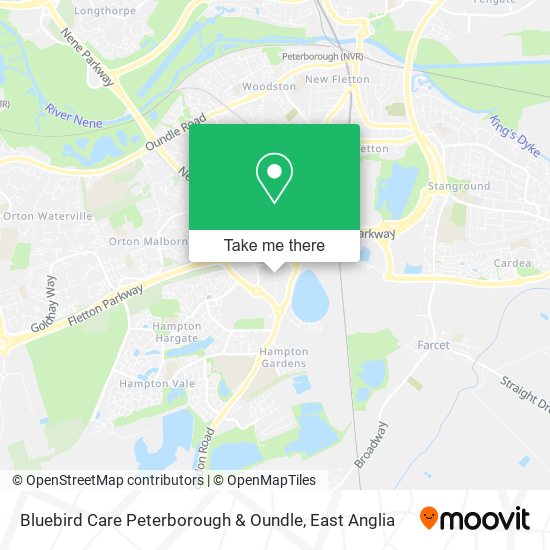 Bluebird Care Peterborough & Oundle map