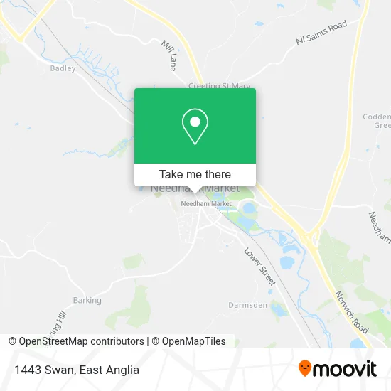 How to Get to 1443 Swan in Mid Suffolk by Bus or Train?