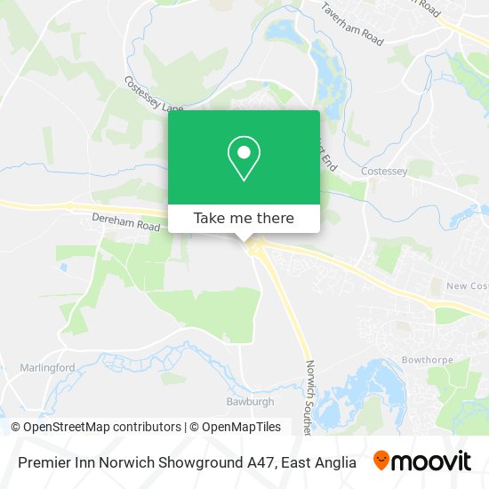 Premier Inn Norwich Showground A47 map