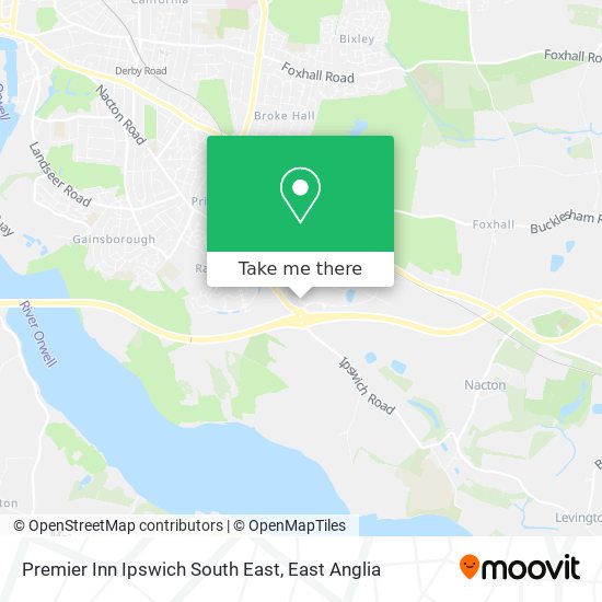 Premier Inn Ipswich South East map