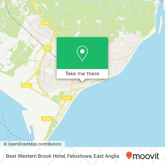 Best Western Brook Hotel, Felixstowe map