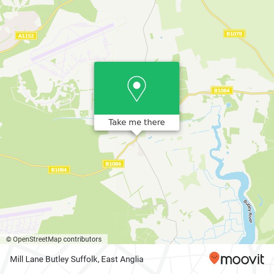 Mill Lane Butley Suffolk map