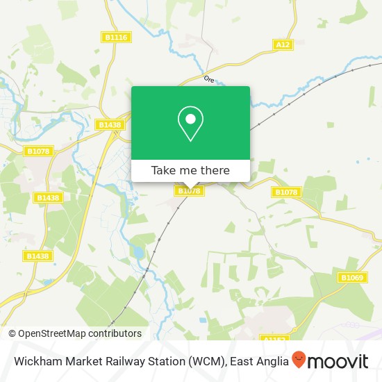 Wickham Market Railway Station (WCM) map