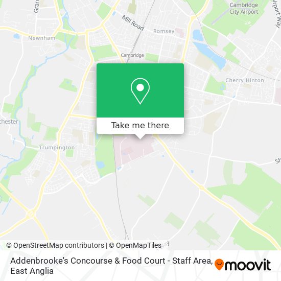 Addenbrooke's Concourse & Food Court - Staff Area map