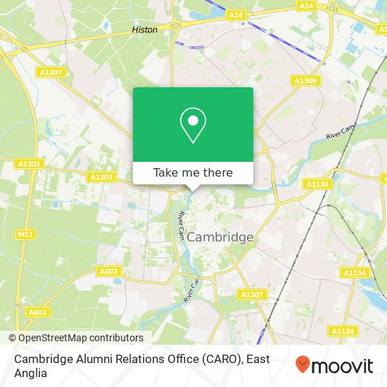 Cambridge Alumni Relations Office (CARO) map