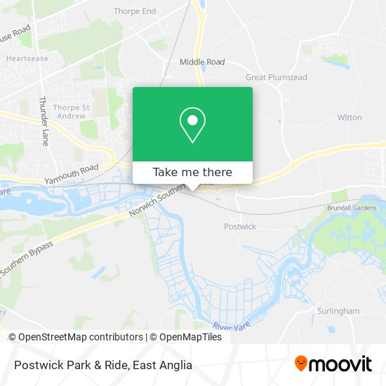 Postwick Park & Ride map
