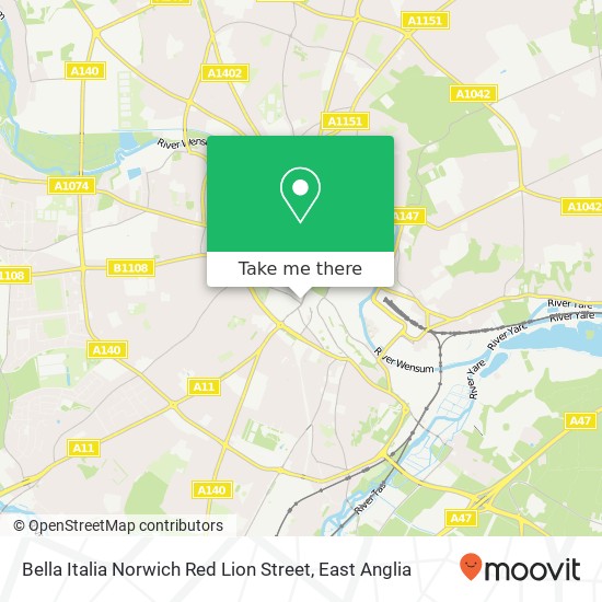 Bella Italia Norwich Red Lion Street map