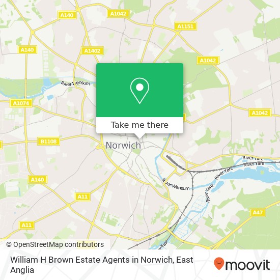 William H Brown Estate Agents in Norwich map