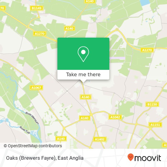Oaks (Brewers Fayre) map