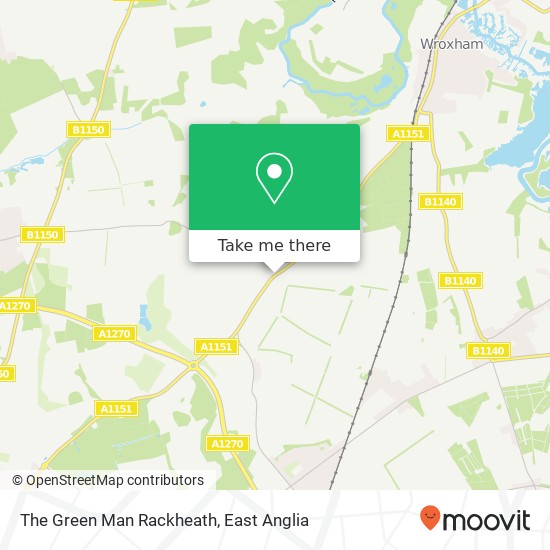 The Green Man Rackheath map