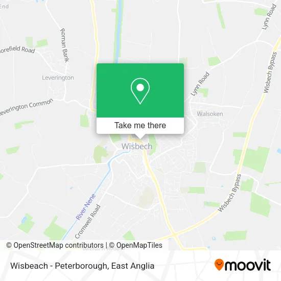 Wisbeach - Peterborough map