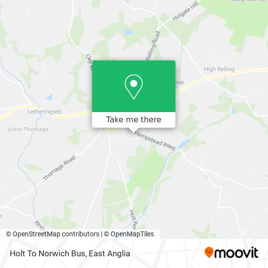 Holt To Norwich Bus map