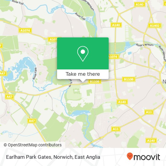 Earlham Park Gates, Norwich map