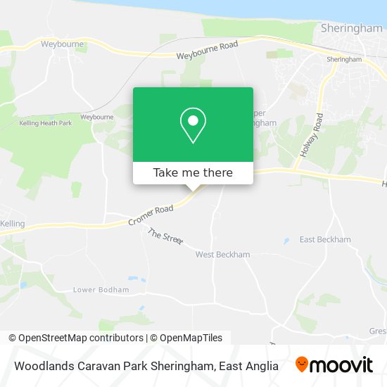Woodlands Caravan Park Sheringham map