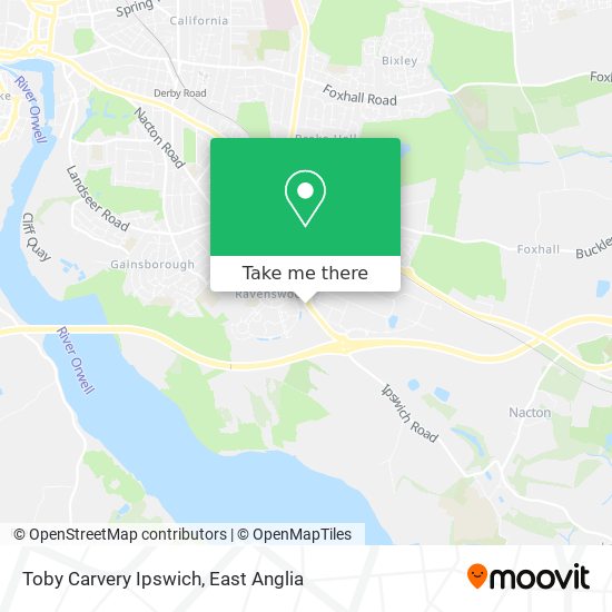 Toby Carvery Ipswich map