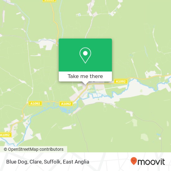 Blue Dog, Clare, Suffolk, High Street Clare Sudbury CO10 8 map