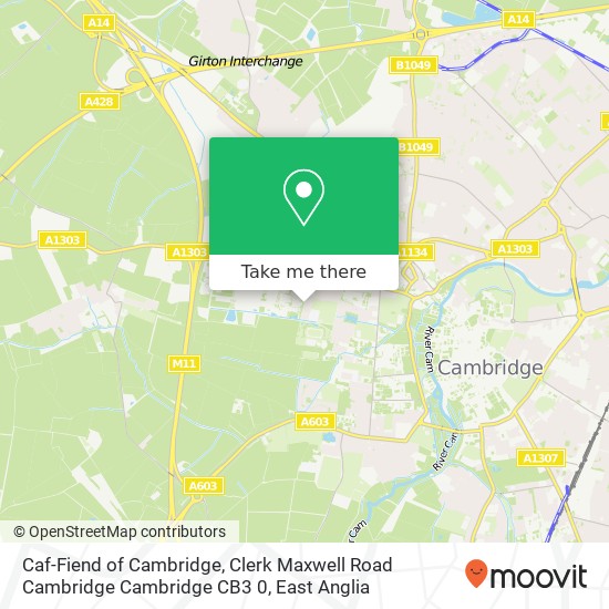 Caf-Fiend of Cambridge, Clerk Maxwell Road Cambridge Cambridge CB3 0 map