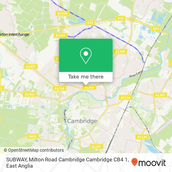 SUBWAY, Milton Road Cambridge Cambridge CB4 1 map
