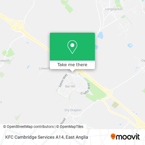 KFC Cambridge Services A14 map