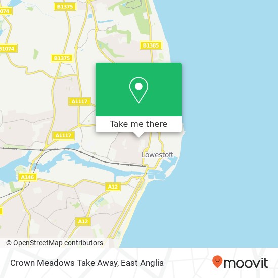 Crown Meadows Take Away, Love Road Lowestoft Lowestoft NR32 2 map