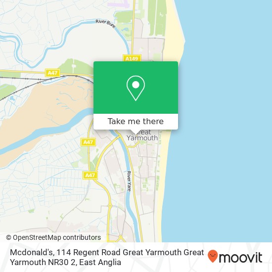 Mcdonald's, 114 Regent Road Great Yarmouth Great Yarmouth NR30 2 map