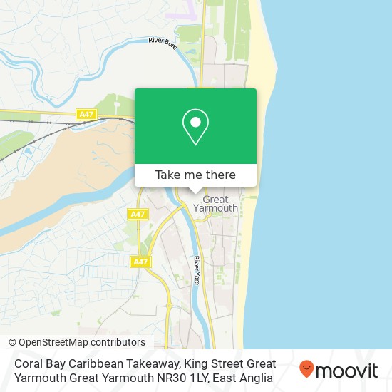 Coral Bay Caribbean Takeaway, King Street Great Yarmouth Great Yarmouth NR30 1LY map