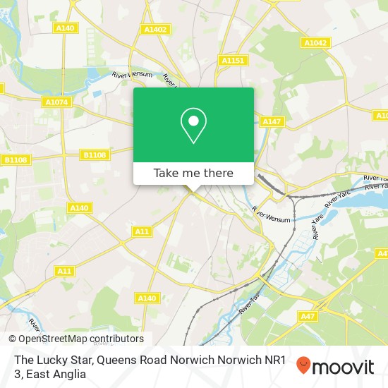 The Lucky Star, Queens Road Norwich Norwich NR1 3 map