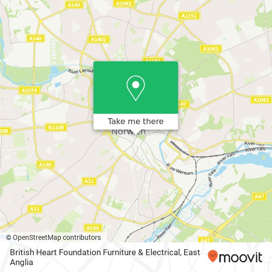 British Heart Foundation Furniture & Electrical, 3A Castle Meadow Norwich Norwich NR1 3PY map