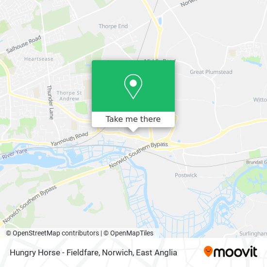 Hungry Horse - Fieldfare, Norwich map