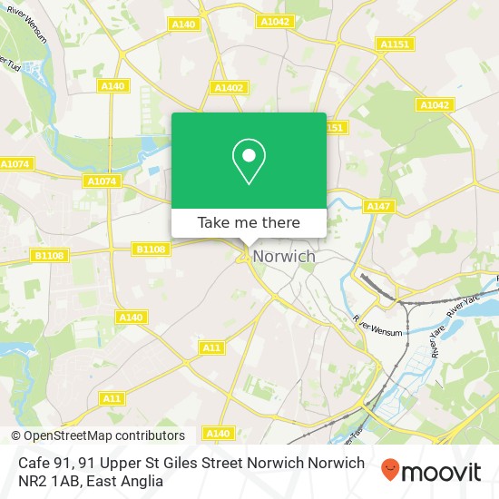 Cafe 91, 91 Upper St Giles Street Norwich Norwich NR2 1AB map