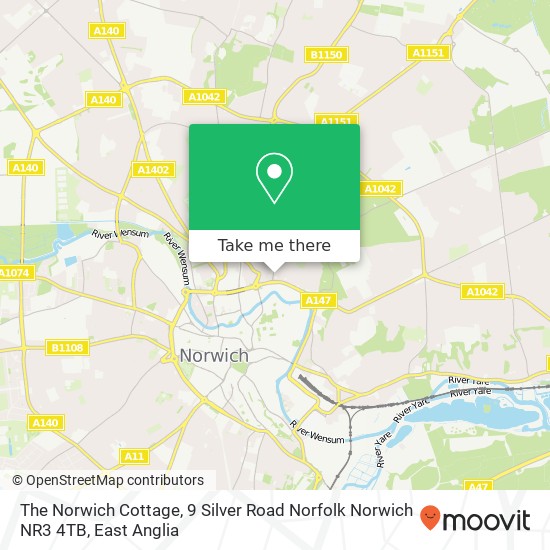 The Norwich Cottage, 9 Silver Road Norfolk Norwich NR3 4TB map