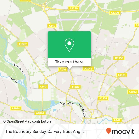 The Boundary Sunday Carvery, Aylsham Road Norwich Norwich NR3 2 map