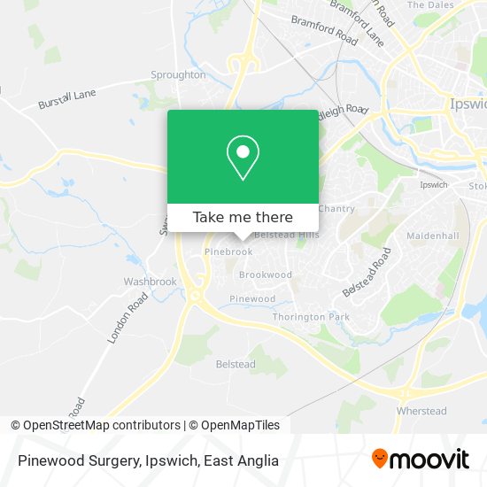 Pinewood Surgery, Ipswich map