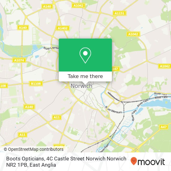 Boots Opticians, 4C Castle Street Norwich Norwich NR2 1PB map