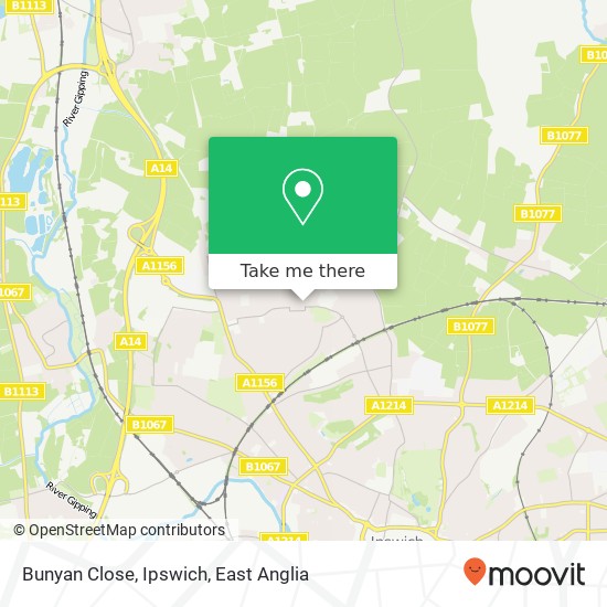 Bunyan Close, Ipswich map