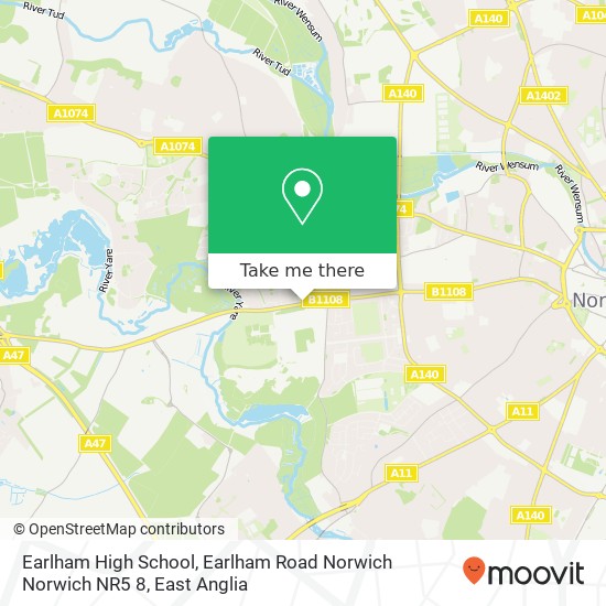 Earlham High School, Earlham Road Norwich Norwich NR5 8 map