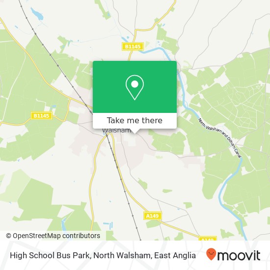 High School Bus Park, North Walsham map