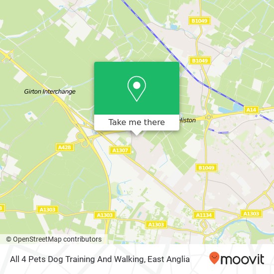 All 4 Pets Dog Training And Walking, Wellbrook Way Girton Cambridge CB3 0 map