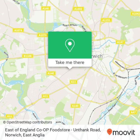 East of England Co-OP Foodstore - Unthank Road, Norwich, 154 Unthank Road Norwich Norwich NR2 2 map