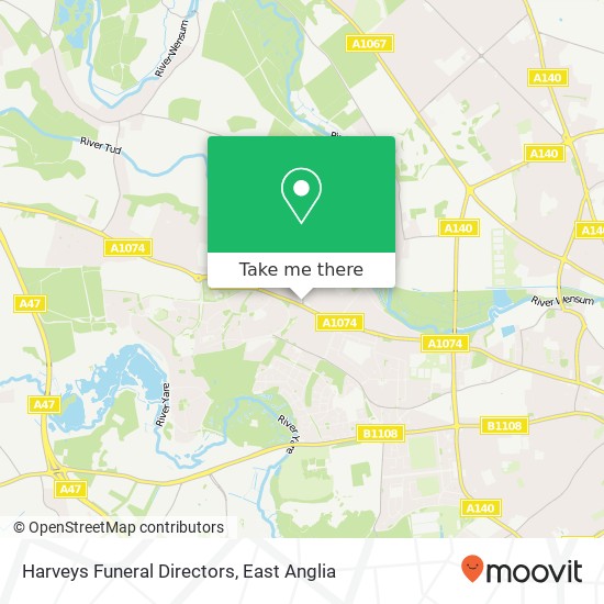 Harveys Funeral Directors, 1 Norwich Road New Costessey Norwich NR5 8 map